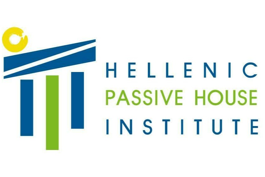 Logo of the Hellenic Passive House Institute with our symbol which represents the Acropolis and the sun.