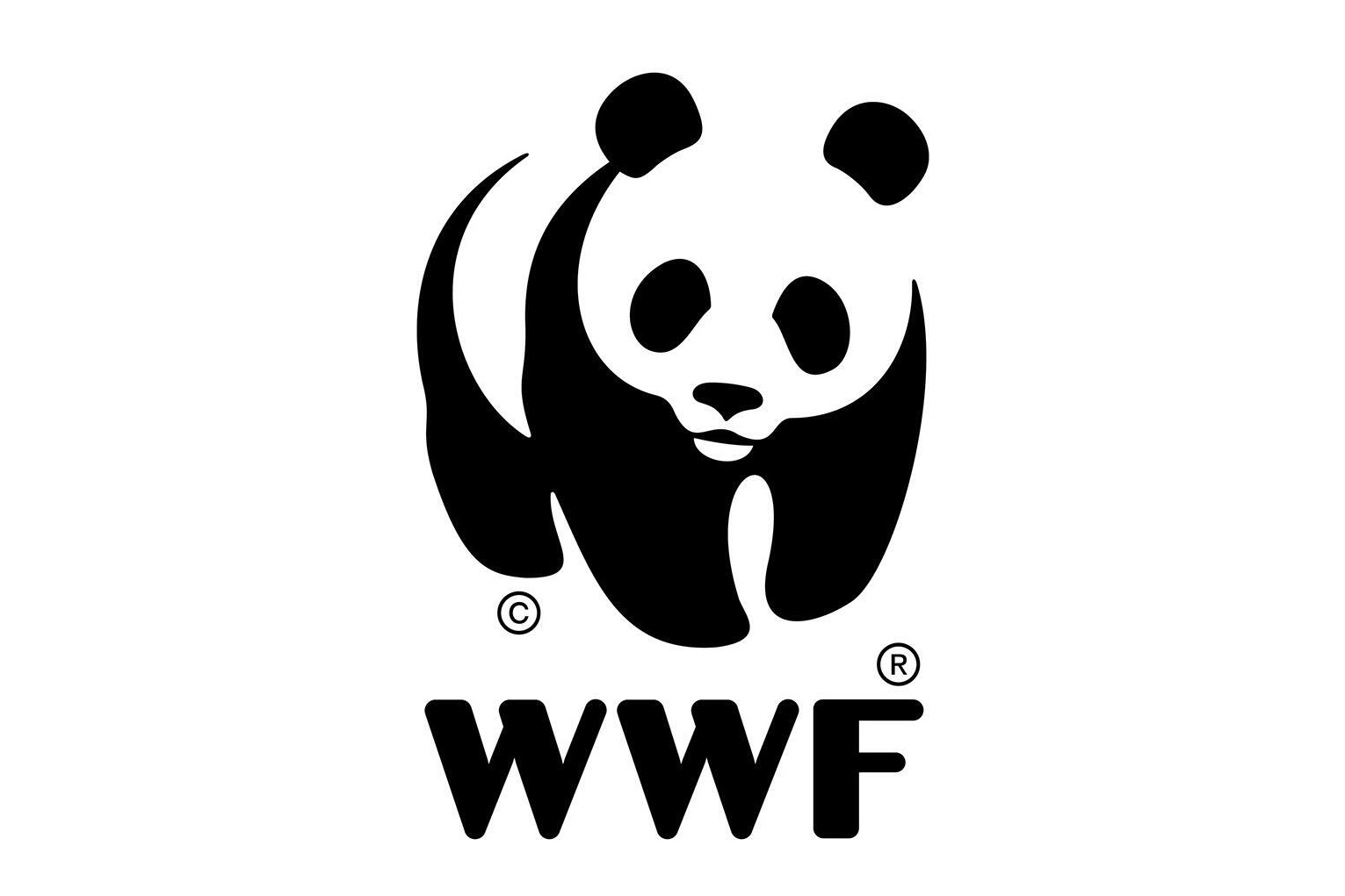 WWF Logo (panda, with WWF initials), black and white.