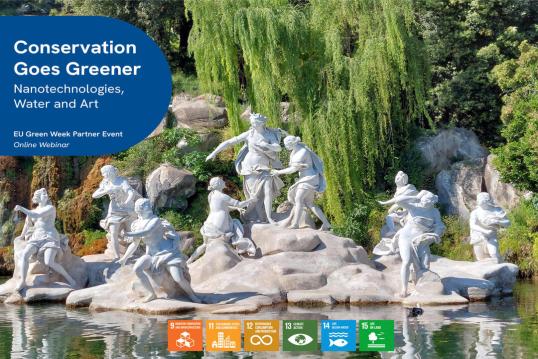 Royal Palace of Caserta fountain illustrating biocleaning with nanostructured materials compatible with heritage surfaces and the environment