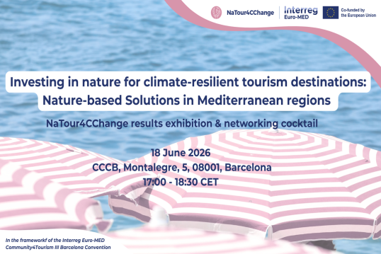 A banner including the title of the event, location and date.