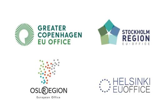 Logos of event organisers Helsinki EU Office, Greater Copenhagen EU Office, Stockholm Region EU Office, Oslo Region European Office